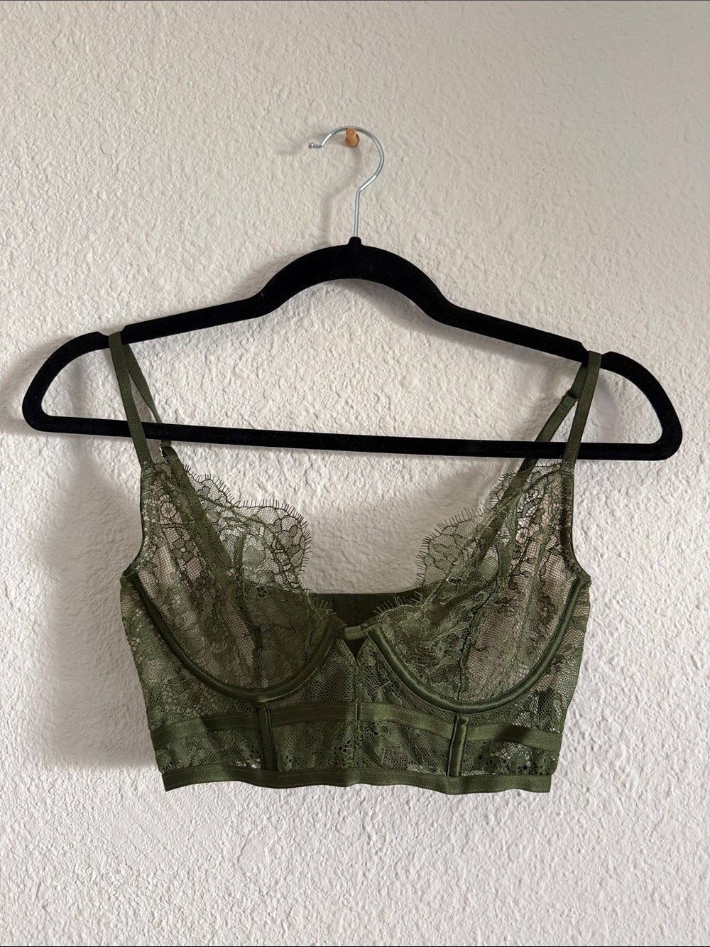 Victoria's Secret Olive Lace Longline Bralette